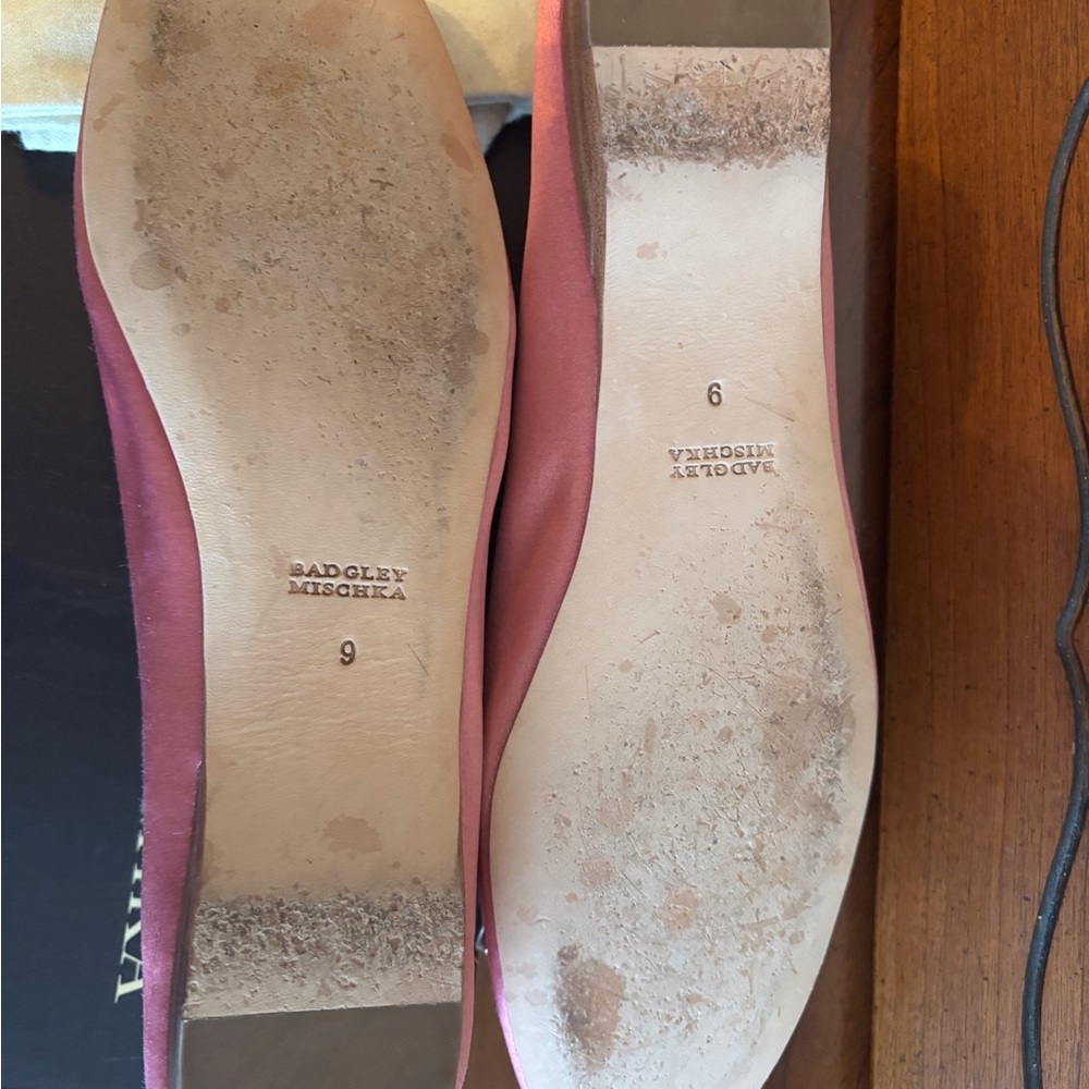 Badgley Mischka Pippa Rose Pink Satin Jeweled Ballet Flats - Picture 9 of 16